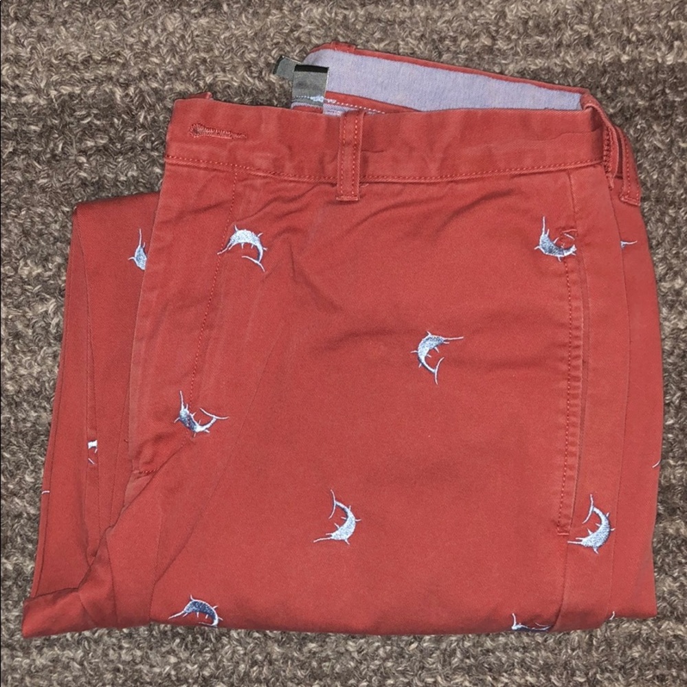 J. Crew Nantucket Red Pants with Marlins - 32x30